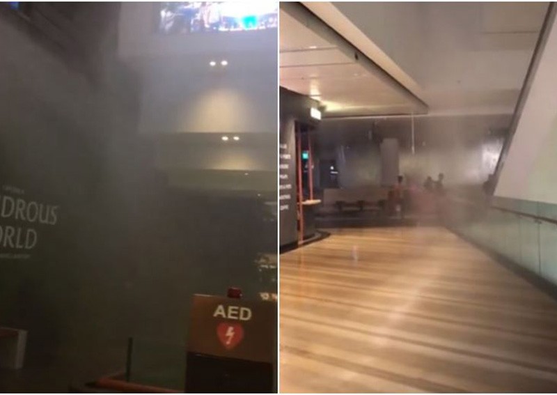 Water raining down on several levels of Jewel Changi Airport due to activated sprinkler
