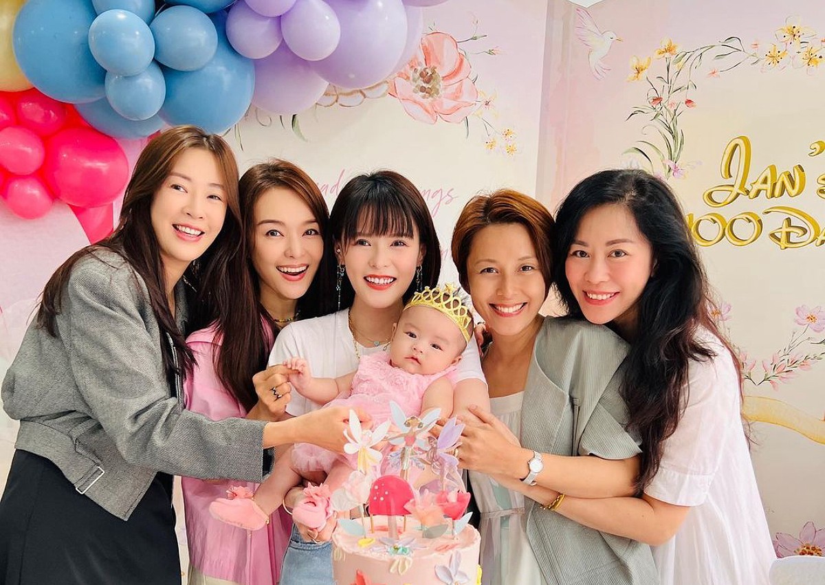 Jayley Woo holds 100-day celebration for baby daughter; Jesseca Liu, Michelle Chia, Priscelia Chan attend