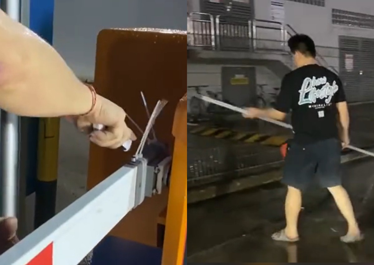 'I'll purposely take it apart': Man uses penknife to dismantle gantry barrier to let car through