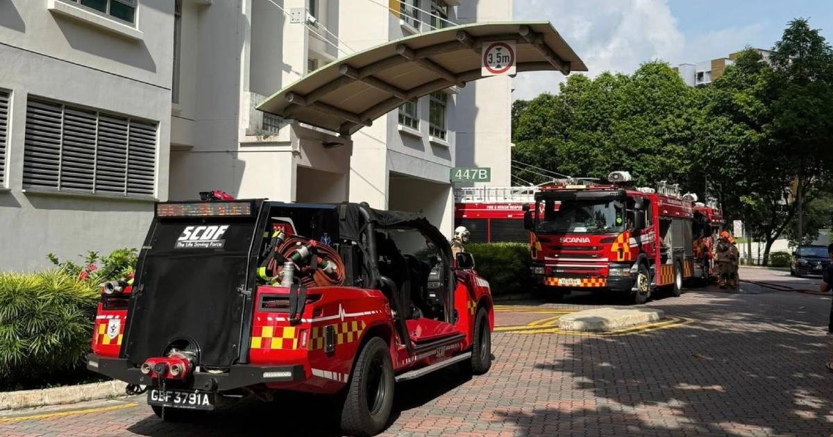 Fire breaks out at Jalan Kayu HDB block, 1 taken to hospital