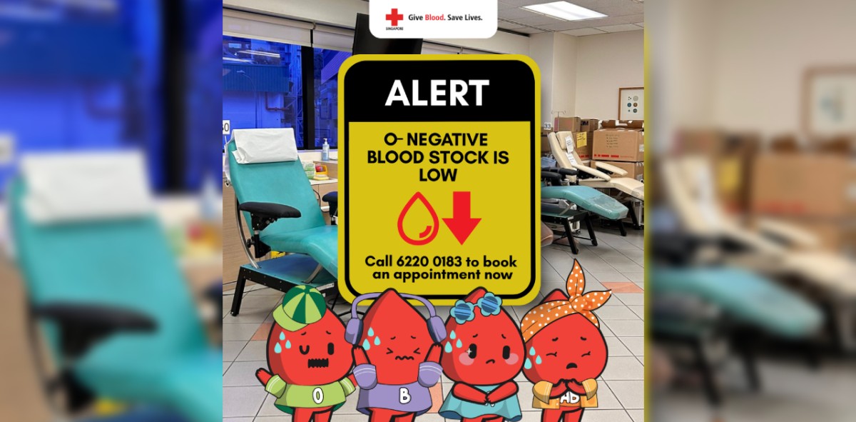 Singapore Red Cross calls for O- blood donors as supply runs low