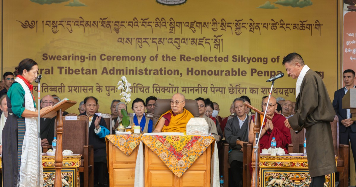 Penpa Tsering sworn in for a second term to lead Tibet's government-in-exile