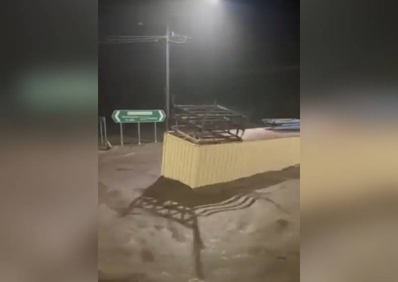 Shipping container floats down rural road in Australia after 'dangerous' flash floods