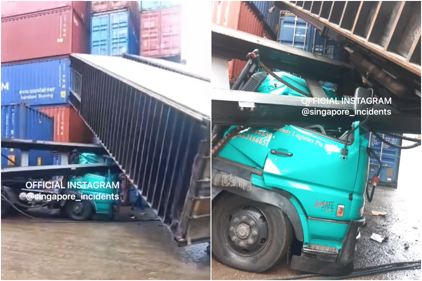 Prime mover driver jumps to safety before driver's cabin gets crushed