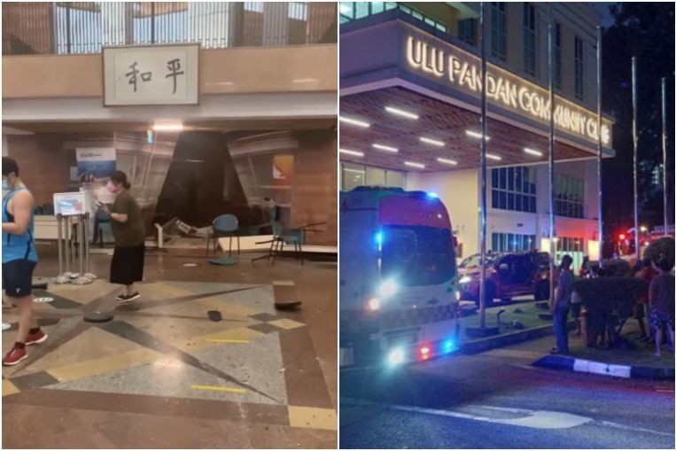 2 taken to hospital after car crashes into Ulu Pandan Community Club