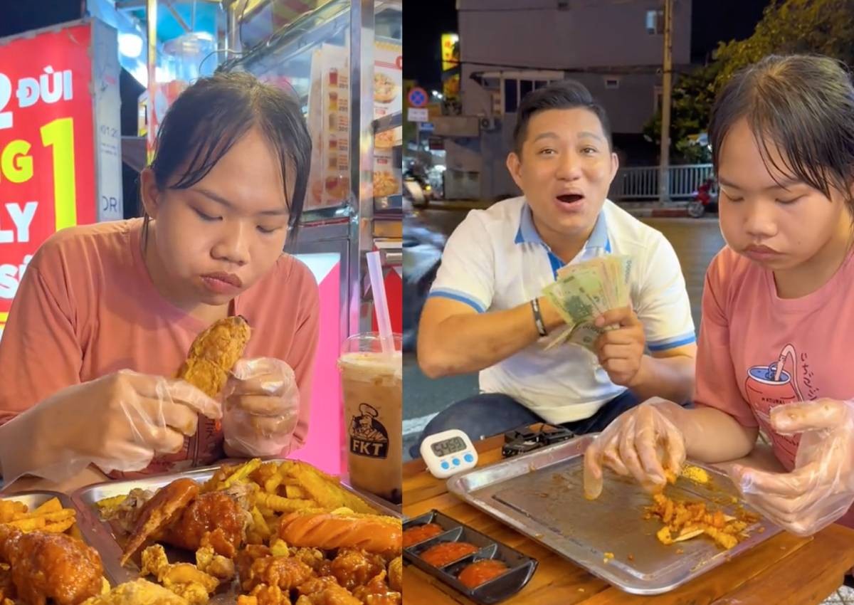 Young woman in Vietnam wolfs down 2 trays of fried chicken for cash prize, to eatery owner's dismay