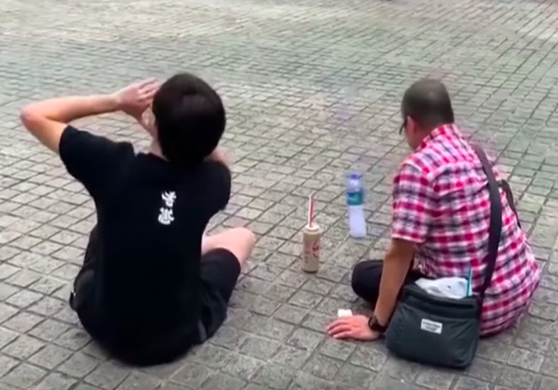 Hong Kong protest 'bottle flip' moment goes viral