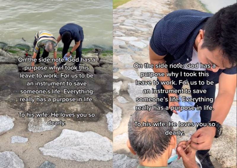 Couple saves elderly man who fell into sea at Changi Beach, wife breaks down after finding out why he was there