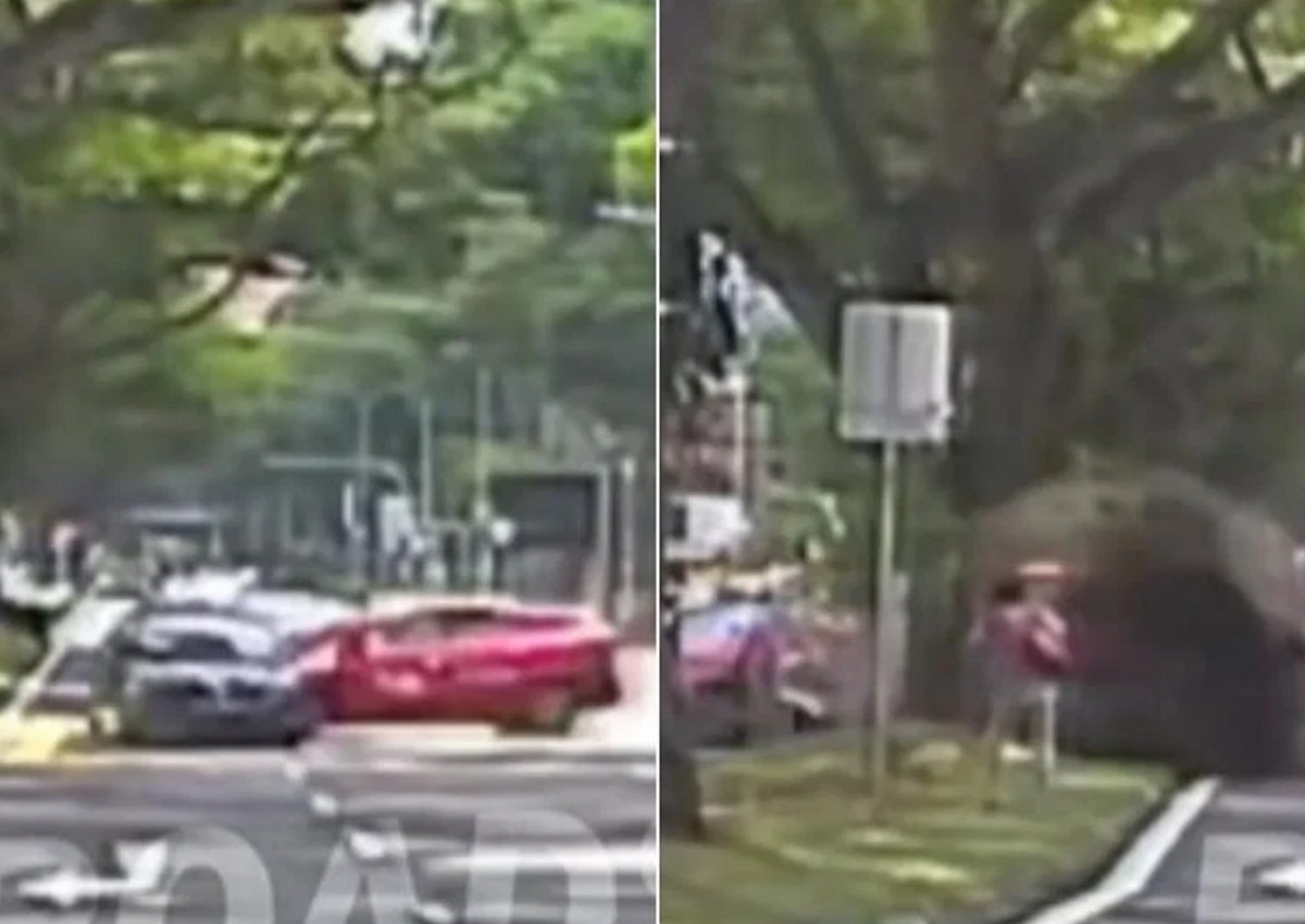 Taxi slams into car along Moulmein Road and sends it spinning, narrowly missing pedestrian
