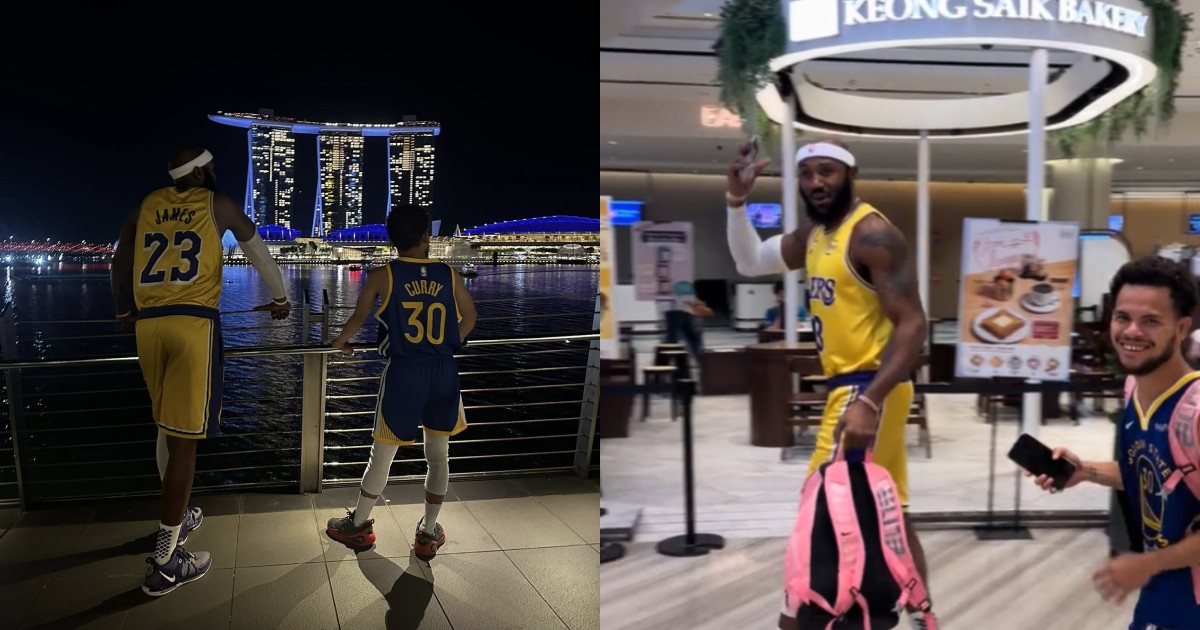 lebron looking at curry