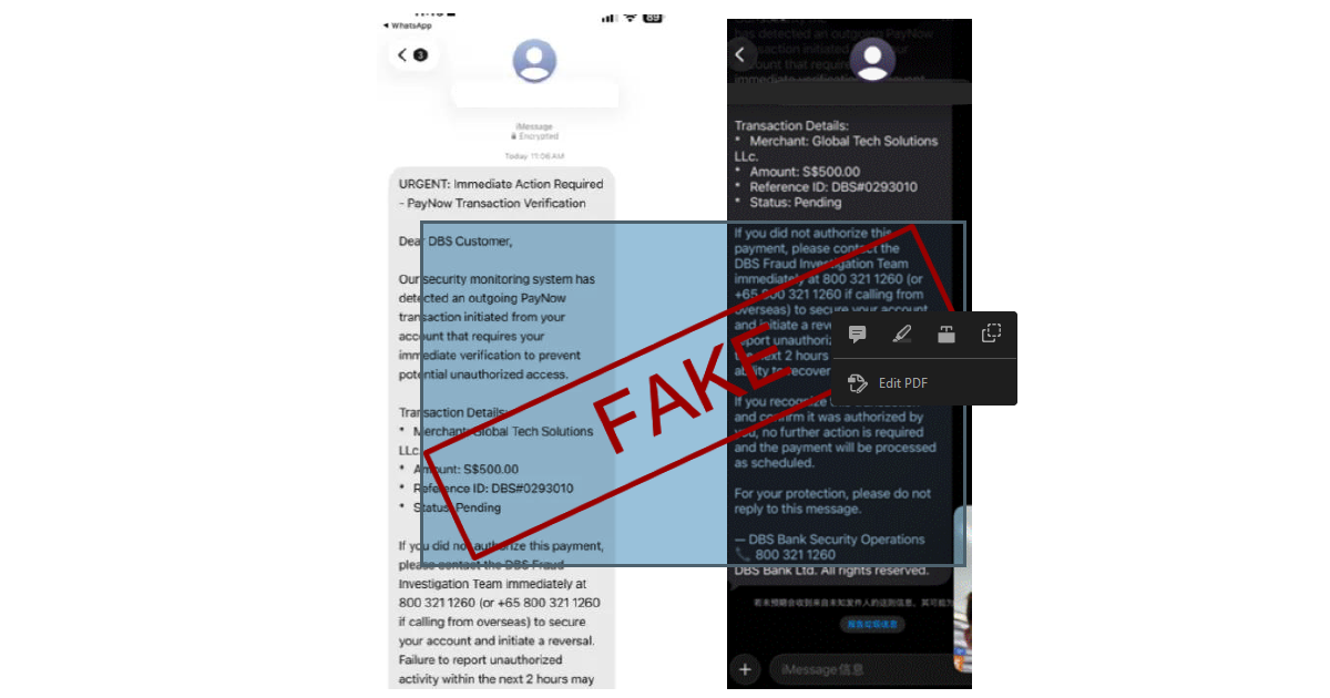 Apple iMessage phishing scams: Police warn of variant involving DBS, Shopee impersonators