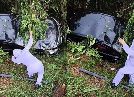 Off-duty healthcare worker rushes to aid driver after car falls into ravine in Johor, goes viral