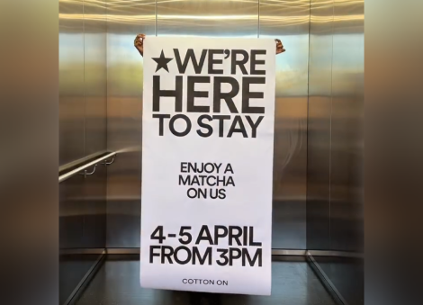 Cotton On giving away free matcha at 5 Singapore outlets this weekend
