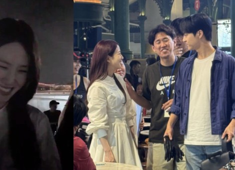 Park Eun-bin and Yang Se-jong filming K-drama in Singapore, seen at Lau Pa Sat  