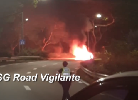Traffic police vehicle catches fire, 2 officers taken to hospital for smoke inhalation
