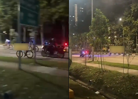 Over 10 cyclists seen being chased down by Traffic Police officers near West Coast Park