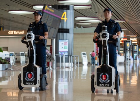 Police test ride-hailing robot to patrol Changi Airport T4 