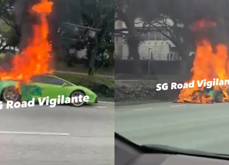 'Another beauty in flames': Green Lamborghini seen in flames on ECP