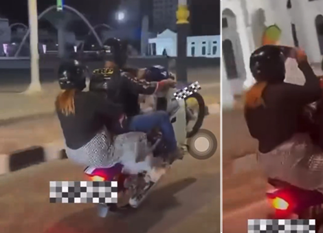 Man in Kedah arrested after 'wheelie' stunt on motorcycle with wife, child riding pillion