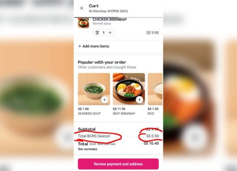 50-cent BCRS deposit on meal orders 'incorrectly applied' by merchants, says Foodpanda