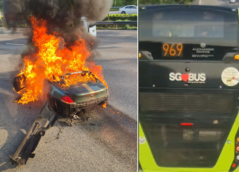 BMW convertible skids and hits object along SLE, bursts into flames