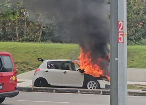Hatchback catches fire along Kaki Bukit Ave 6, no injuries reported