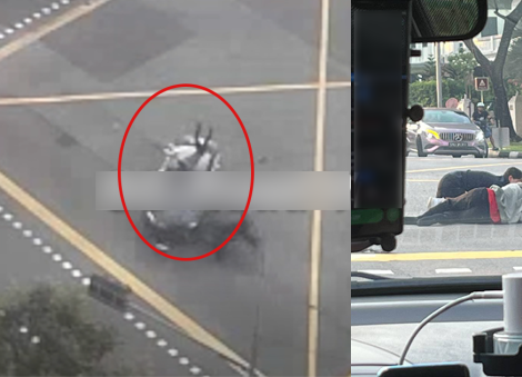 Motorcyclist sent flying over car roof in Hougang accident