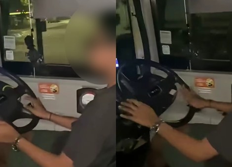 Person appearing to be teen seen driving bus in Singapore parking lot; video sparks discussion online