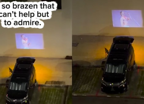 Car driver turns Jurong West block wall into cinema screen; resident says 'I can't help but admire it'