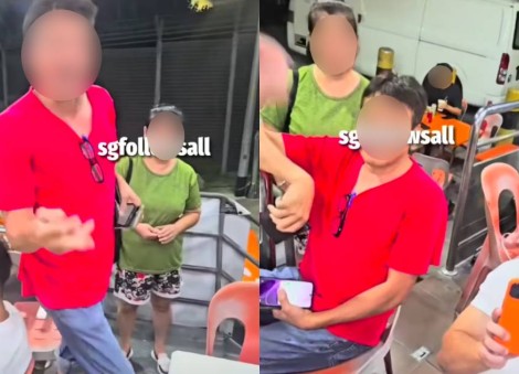 Viral Sembawang coffee shop dispute: Man claims drinks stall owner threw water bottle, challenged father to 'back alley' fight