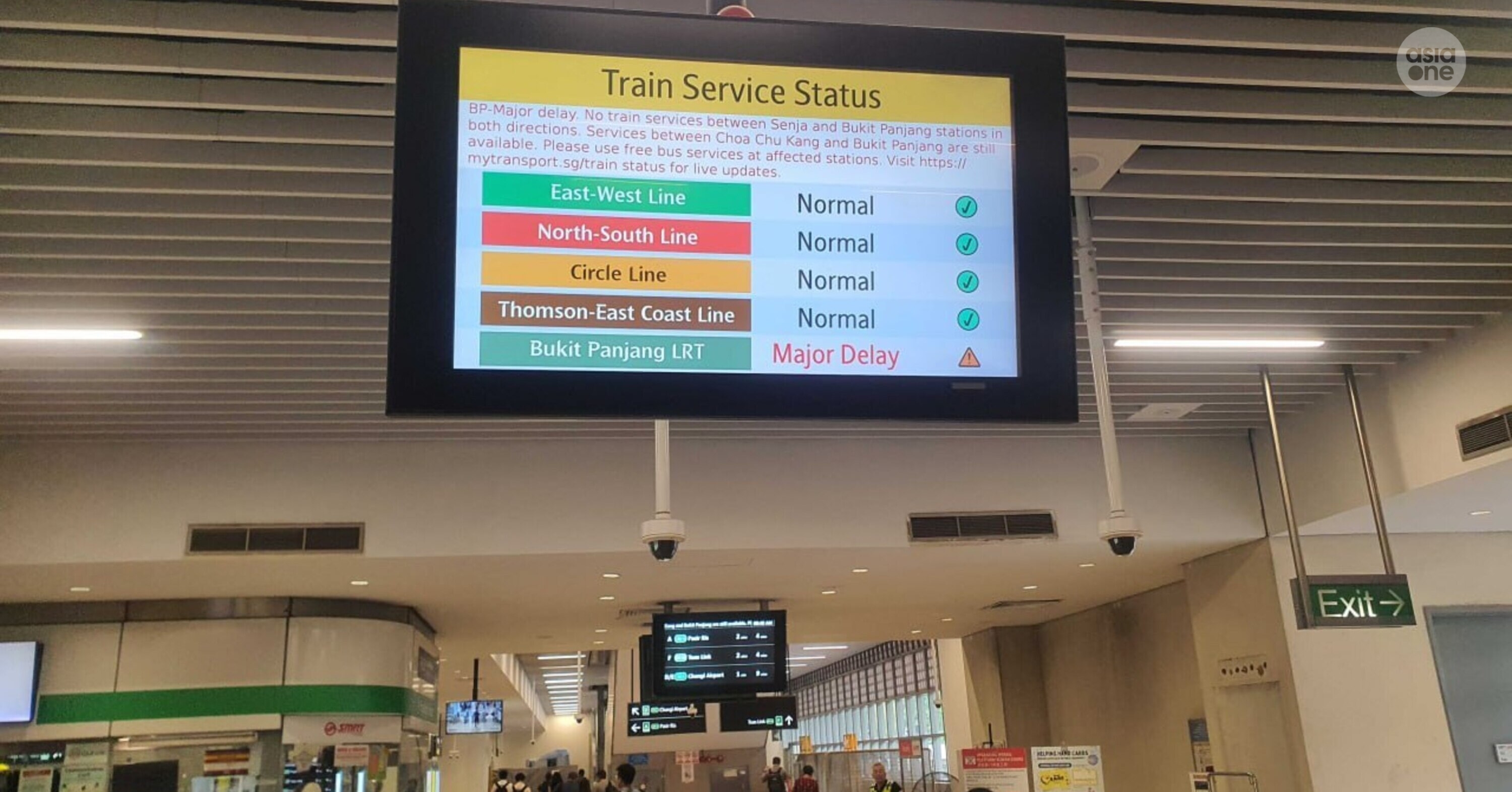 Train service status display on Monday (May 18) morning.