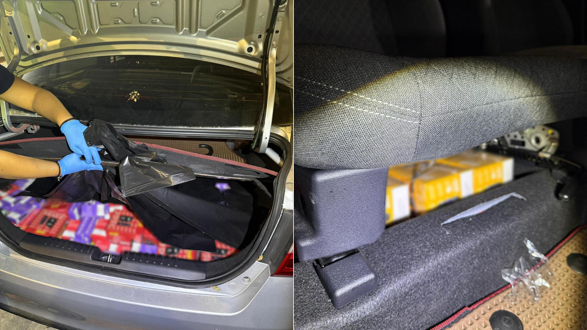 More than 1,000 e-vaporisers were hidden in the spare tyre compartment and under the front passenger and driver seats.