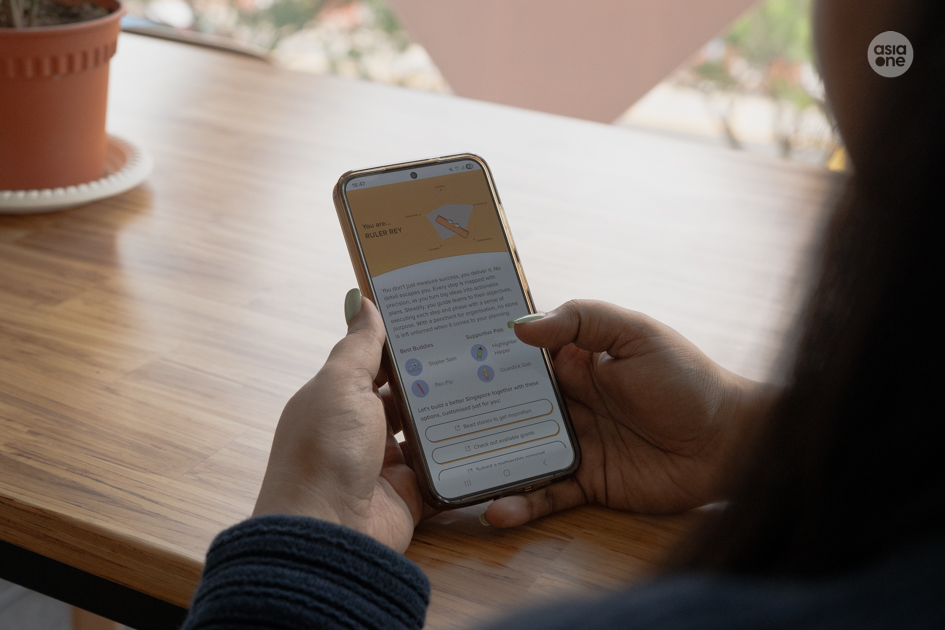 The quiz results are personalised with suggestions on steps to take to start your journey in creating greater impact. PHOTO: AsiaOne/Loo Hui Ping